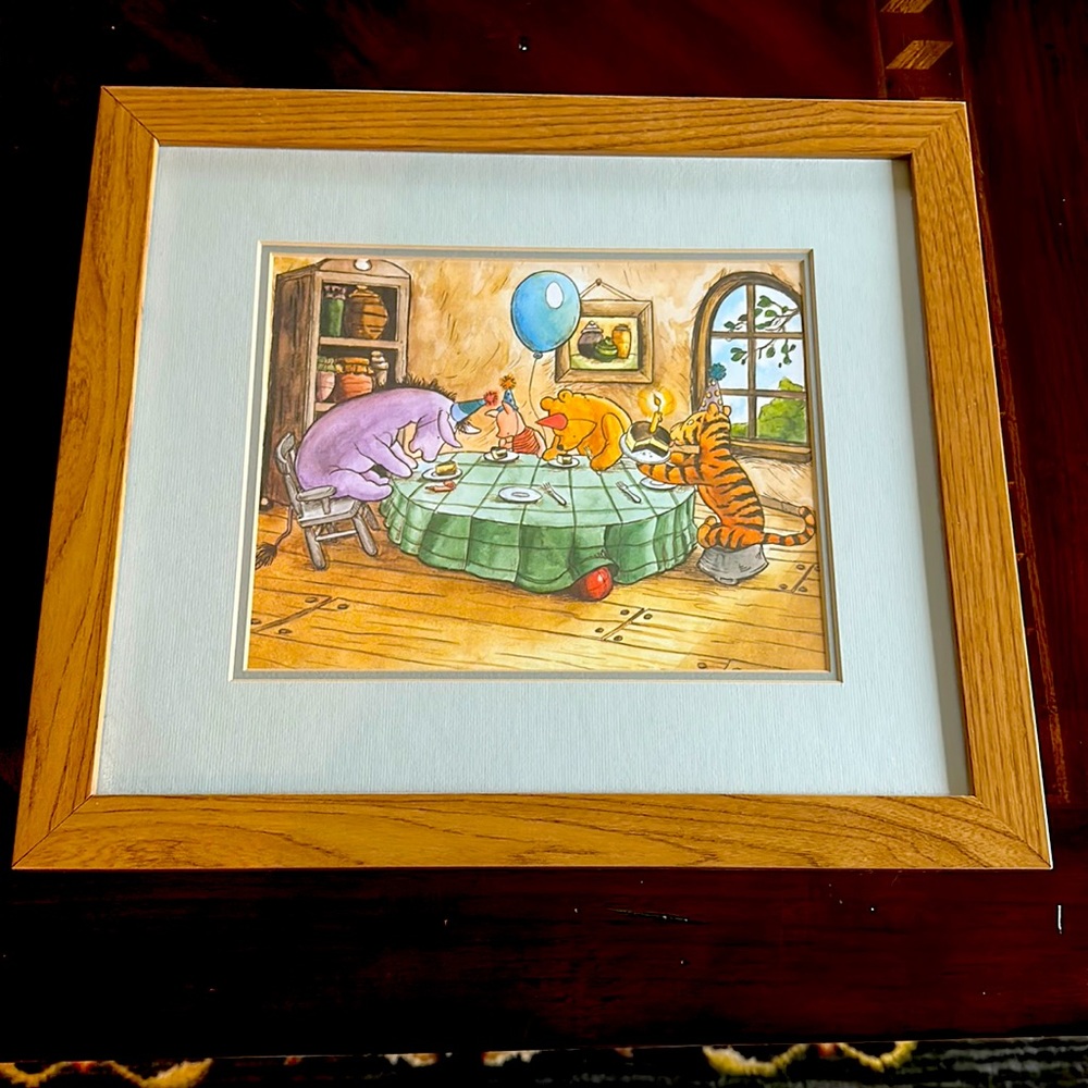 Winnie the Pooh and friends birthday framed picture